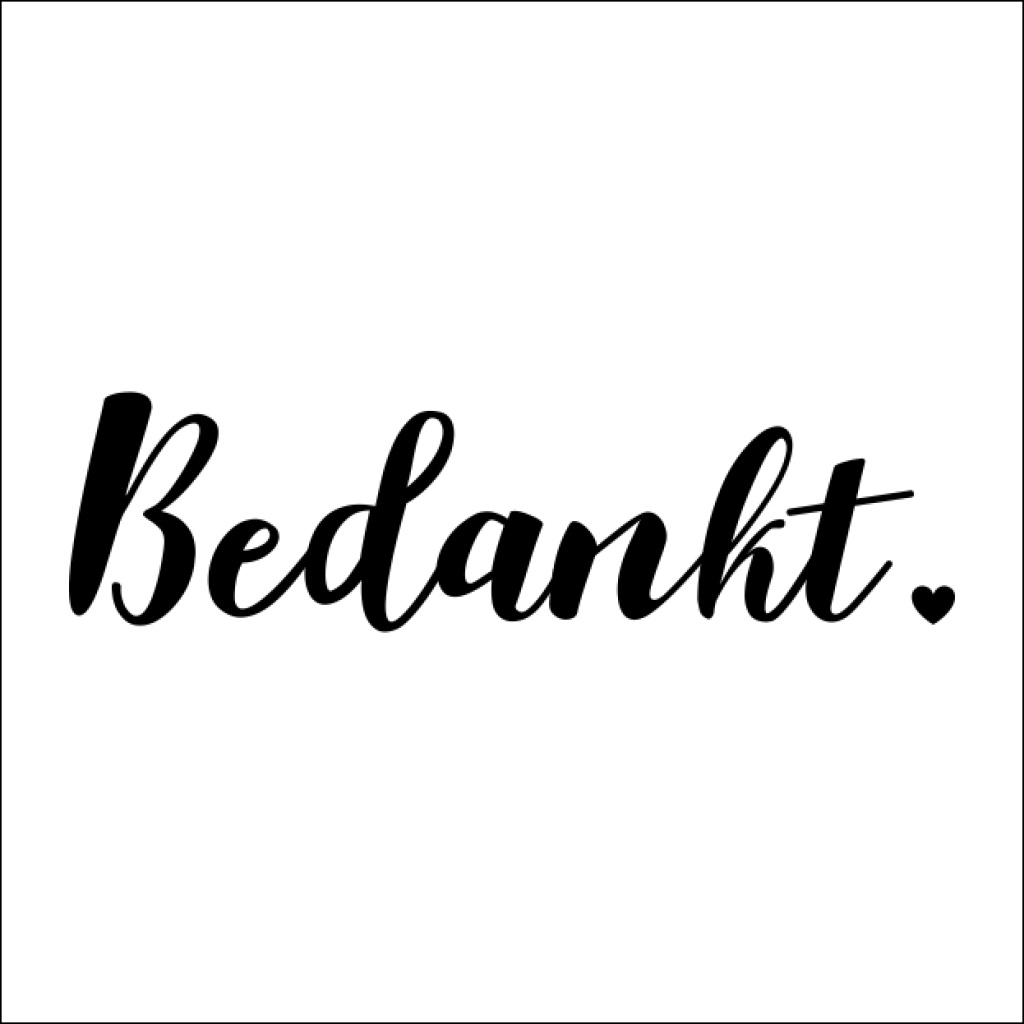 Wenskaart “Bedankt” – 150 x 150 mm – Inclusief Envelop