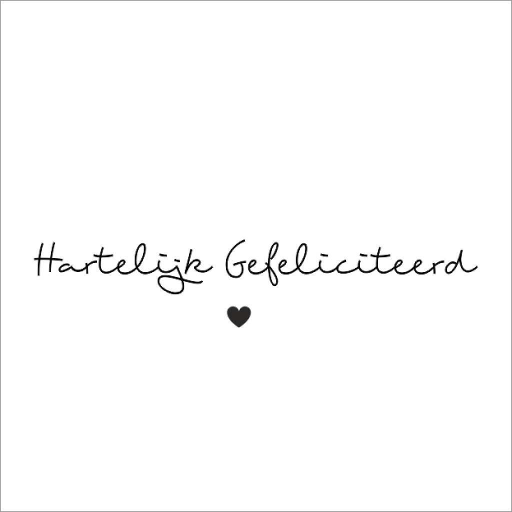 Wenskaart “hartelijk gefeliciteerd ” – 150 x 150 mm – Inclusief Envelop