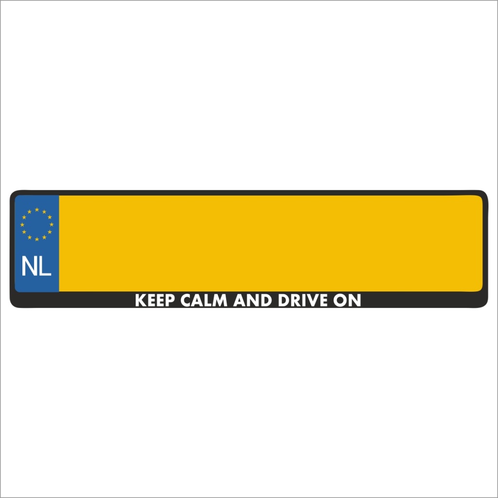 Kentekenplaathouder - Auto - Met Tekst - KEEP CALM AND DRIVE ON - Voor Kentekenplaat 520x110mm