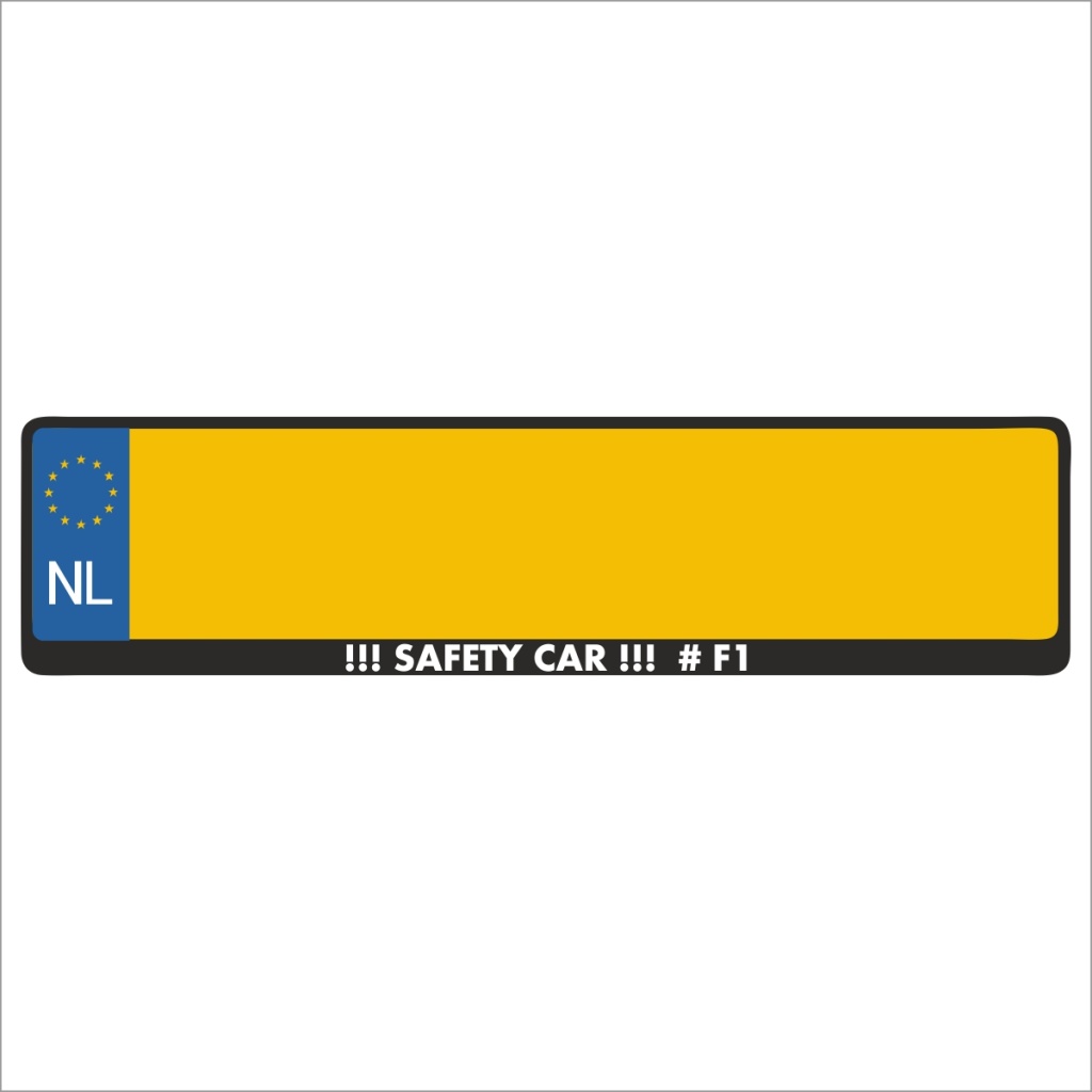 Kentekenplaathouder - Auto - Met Tekst - SAFETY CAR !!!  F1 - Voor Kentekenplaat 520x110mm