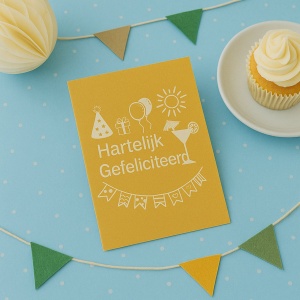 12x Verjaardagskaarten – "Hartelijk Gefeliciteerd" – 6 Kleuren – Set met 2x per Kleur – Leuke Mini Kaartjes voor verjaardagen, feestjes & Traktaties - Wenskaarten - Verjaardagen / Felicitatie Kaarten