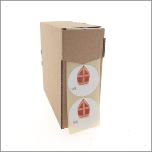 Stickers –  Sinterklaas – Mijter Wit / Rood  – O40mm – 250 Stuks – Sluitzegel – Voor Cadeaus en Verpakkingen