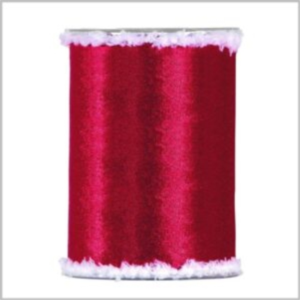 Lint – rood satijn met fluffy randen - 140mm x 10 meter