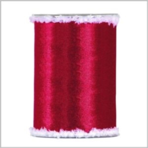 Lint – rood satijn met fluffy randen - 140mm x 10 meter