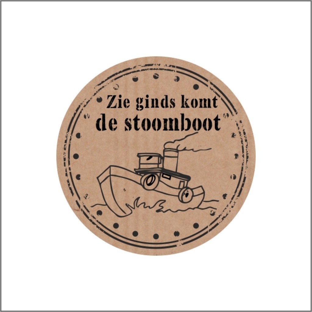 Stickers –  zie ginds komt de stoomboot – O35mm – 500 Stuks – Sluitzegel – Voor Cadeaus en Verpakkingen