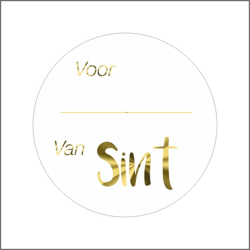 Stickers – Van Sint voor - goud– O39mm – 250 Stuks – Sluitzegel – Voor Cadeaus en Verpakkingen