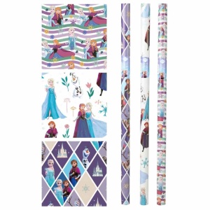 Cadeaupapier - "Disney Frozen" - (3 STUKS) – 200×70 cm – Elsa, Anna & Olaf – Magisch en Kleurrijk Design – Duurzaam Inpakpapier