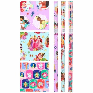 Cadeaupapier - "Disney Prinsessen" - (3 STUKS) – 200×70 cm – Sprookjes, Meisjesachtig & Magisch Design - Inpakpapier - Kleurrijk - Duurzaam Cadeaupapier