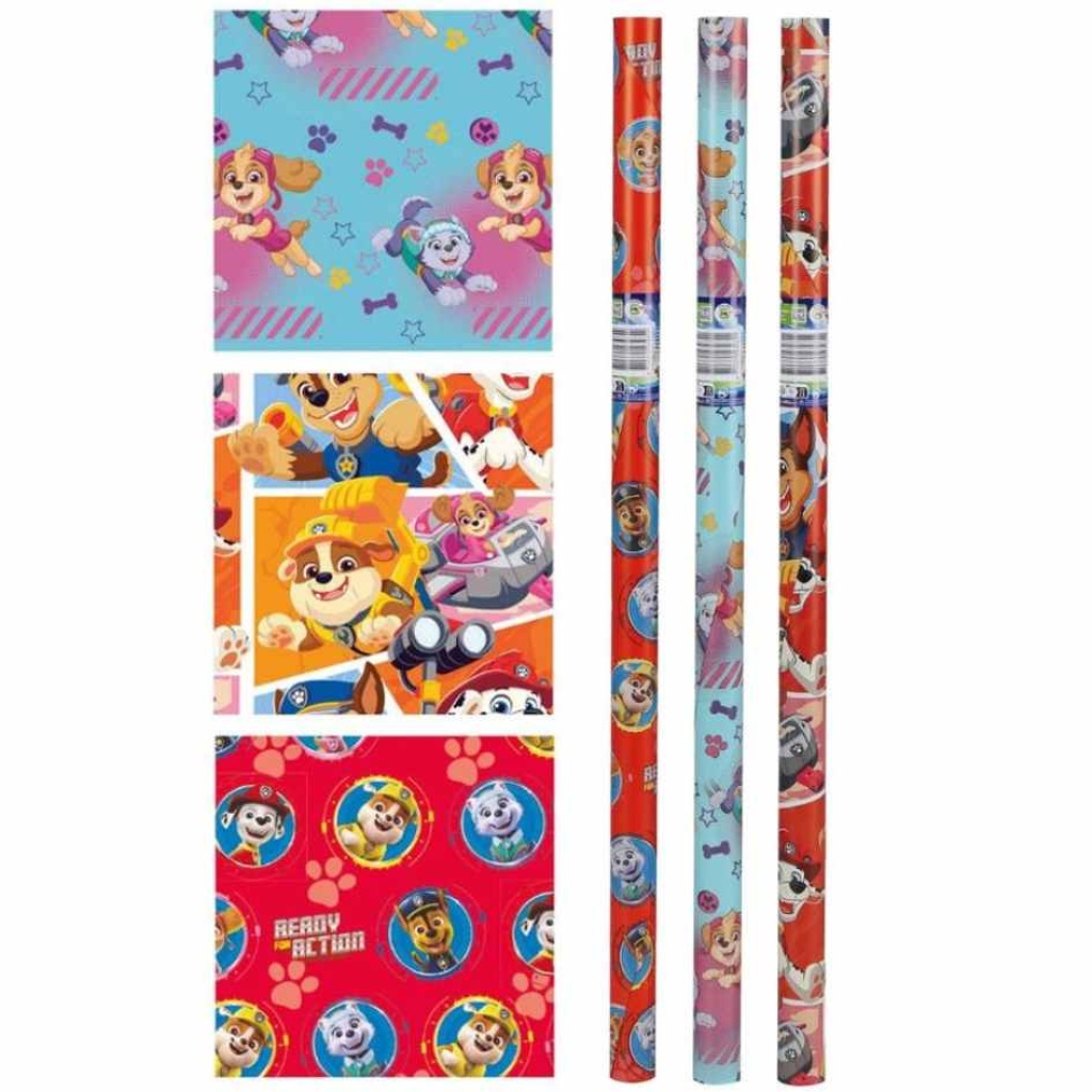 Cadeaupapier - "Paw Patrol" - (3 STUKS) – 200×70 cm – Stoer, Vrolijk & Avontuurlijk Design - Inpakpapier - Kleurrijk - Duurzaam Cadeaupapier
