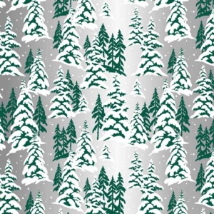 Cadeaupapier - Nordic Christmas - (4 STUKS) – 200×70 cm – Groen Metallic, Zilver, Kerstbomen & Santa Print - Inpakpapier - Luxe - Winter - Scandinavisch Cadeaupapier