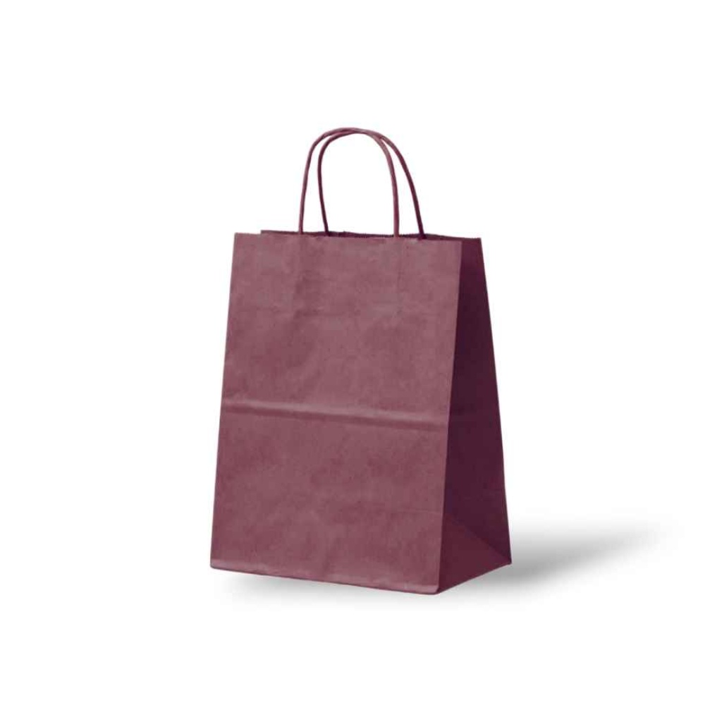 Papieren Tas (S) – Bordeaux –  50 Stuks – 18x8x24 cm