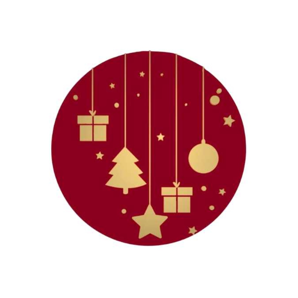 Stickers – kerst hanger – Bordeaux – O39mm – 250 Stuks – Sluitzegel – Voor Cadeaus en Verpakkingen