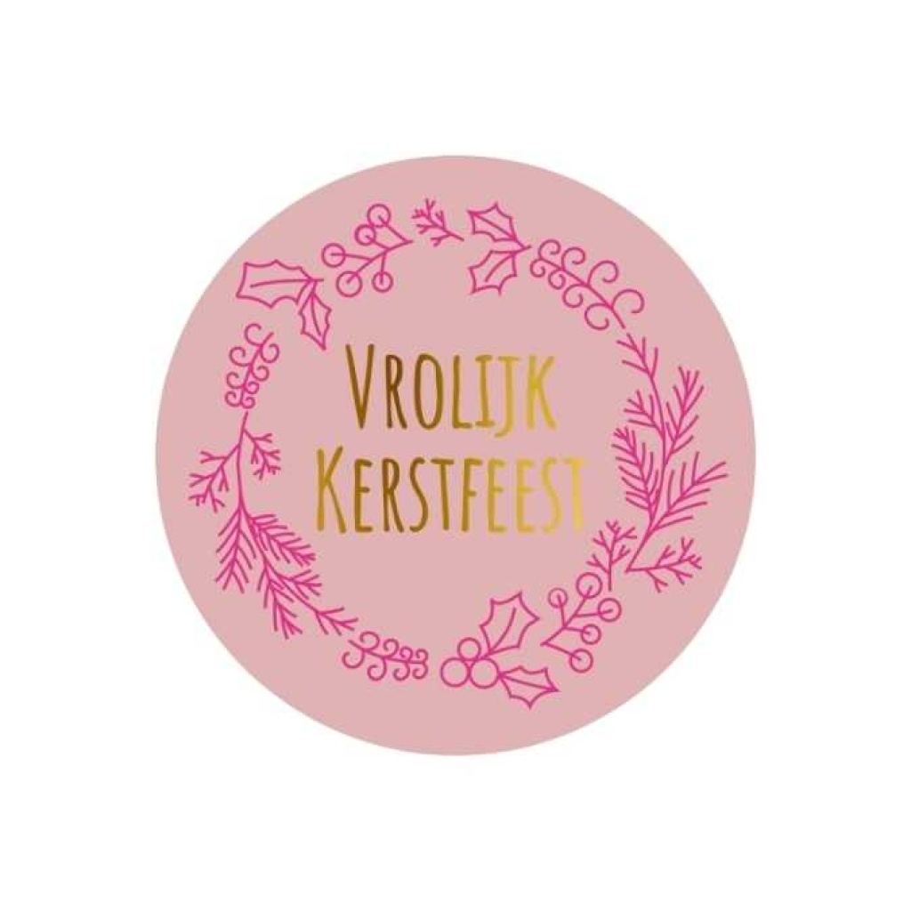 Stickers – Vrolijk Kerstfeest – Poeder Roze – O39mm – 250 Stuks – Sluitzegel – Voor Cadeaus en Verpakkingen
