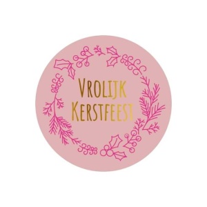 Stickers – Vrolijk Kerstfeest – Poeder Roze – O39mm – 250 Stuks – Sluitzegel – Voor Cadeaus en Verpakkingen