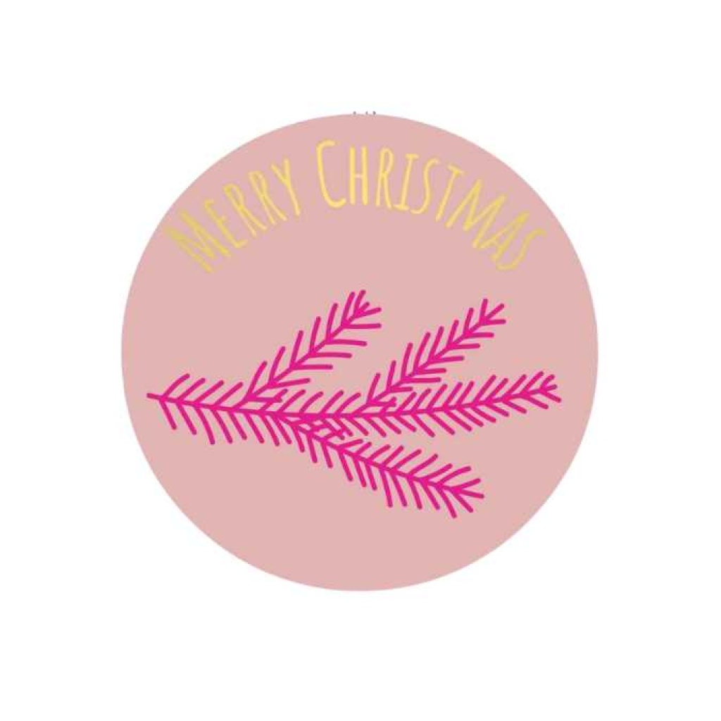 Stickers – Merry Christmas – Poeder Roze – O39mm – 250 Stuks – Sluitzegel – Voor Cadeaus en Verpakkingen