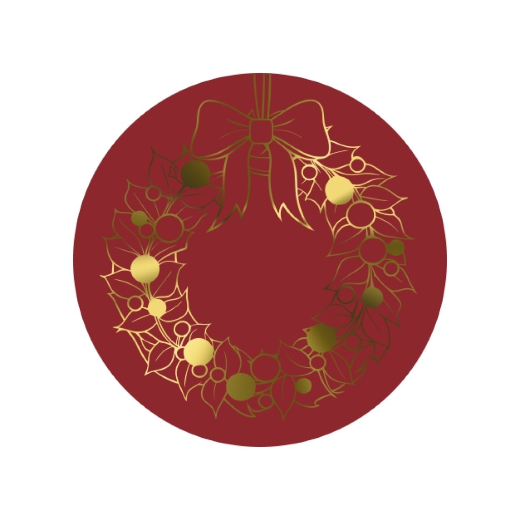 Stickers – krans – Bordeaux – O39mm – 250 Stuks – Sluitzegel – Voor Cadeaus en Verpakkingen