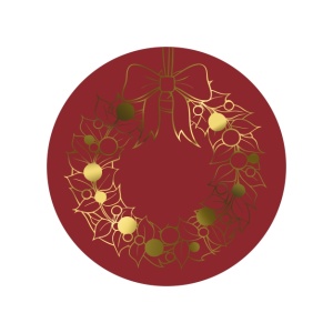 Stickers – krans – Bordeaux – O39mm – 250 Stuks – Sluitzegel – Voor Cadeaus en Verpakkingen