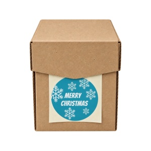 Stickers – Merry Christmas – IJsblauw – O39mm – 250 Stuks – Sluitzegel – Voor Cadeaus en Verpakkingen