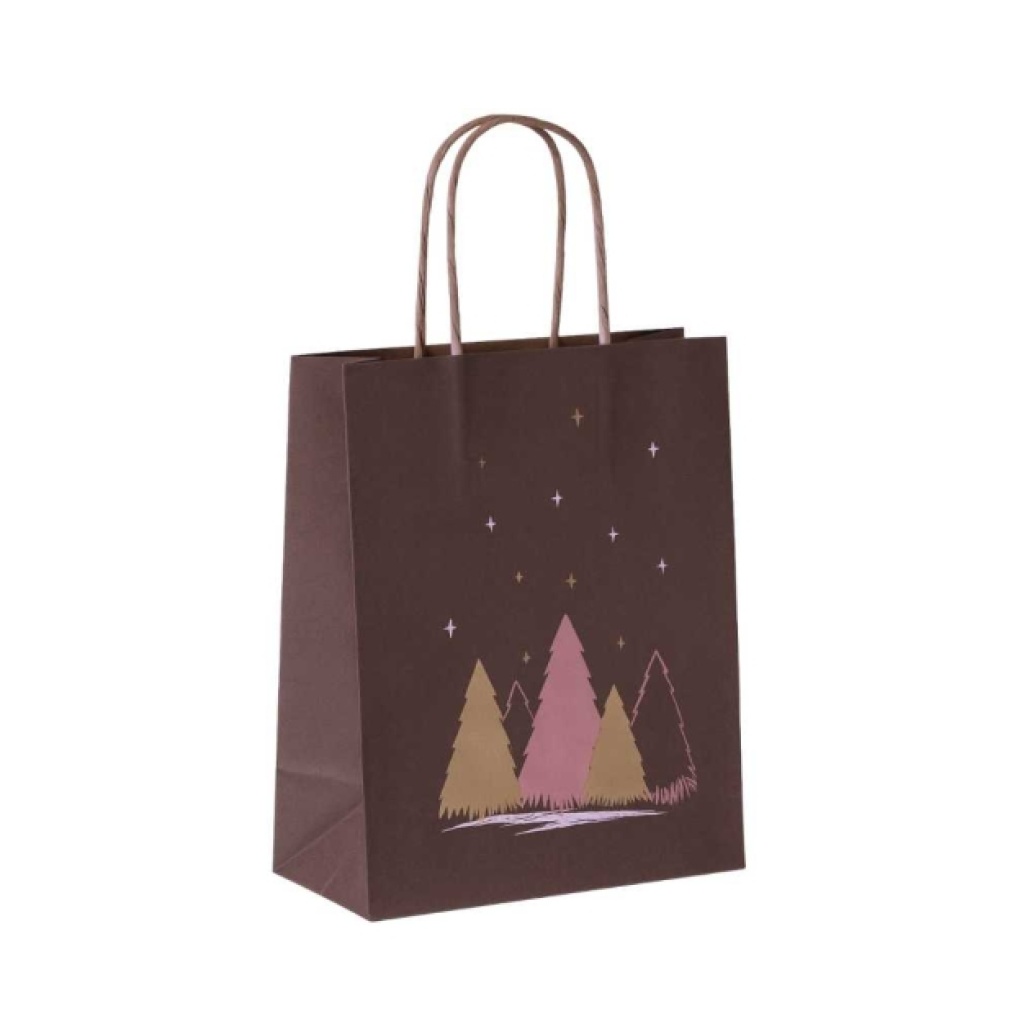 Papieren Tas (M) – Kerst - misty roze-goud – 50 Stuks - 32x12x26 cm