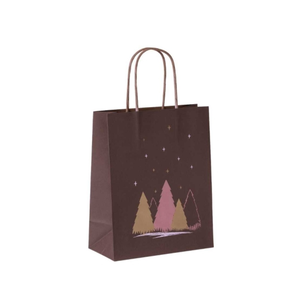 Papieren Tas (S) – Kerst - misty roze-goud – 50 Stuks - 18x8x24 cm