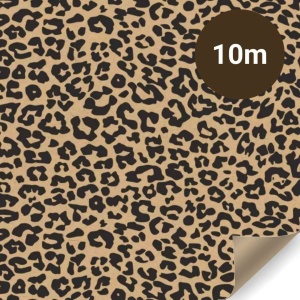 Cadeaupapier – Panterprint Kraft – (1 STUK) – 1000×50 cm – Zwart met Bruin – Inpakpapier – Trendy & Stoer – Dierenprint Thema - Luipaard