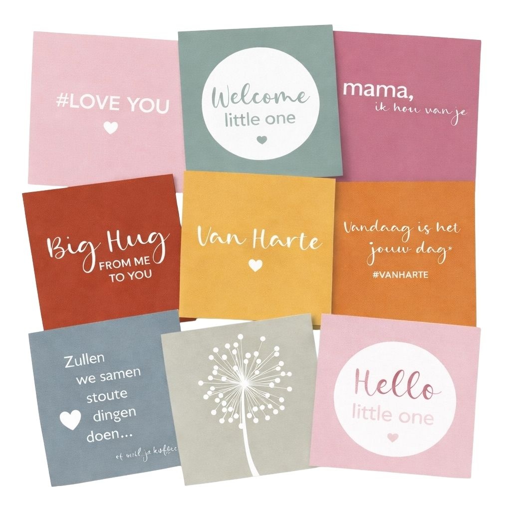 Wenskaarten Set – 24 Stuks – “Voor elk moment” – 12 Designs