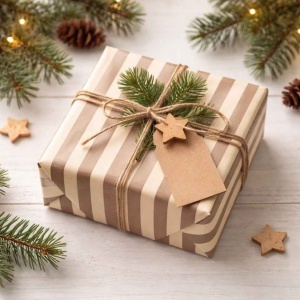 Cadeaupapier - Stripes (Bruin) - (1 STUK) – 1000 ×70 cm – Bruine Strepen - Inpakpapier