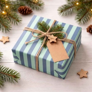 Cadeaupapier - Stripes (Mint Groen) - (1 STUK) – 1000 ×70 cm – Donker Groene Strepen - Inpakpapier