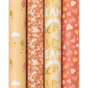 Cadeaupapier – Sweet Love – (4 STUKS) – 200×70 cm – Bloemen, Hartjes, Love & Vliegers – Inpakpapier