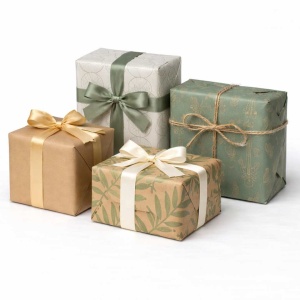 Cadeaupapier – “Botanical Calm” – (4 STUKS) – 200 × 70 cm – Groen, Beige & Crème – Bladeren & Cactus – Inpakpapier – Natuurlijk