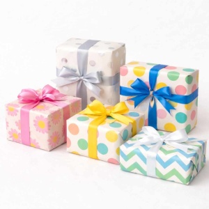 Cadeaupapier – ColorJoy – (4 STUKS) – 200×70 cm – Bloemen, Zilveren Stippen, Vrolijke Polkadots & Chevron Strepen – Inpakpapier