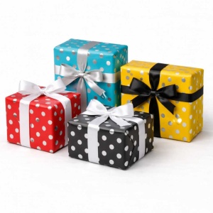 Cadeaupapier – “Dot Delight” – (5 STUKS) – 200x70 cm per Rol – Kleurrijk Inpakpapier met Metallic Zilveren Stippen