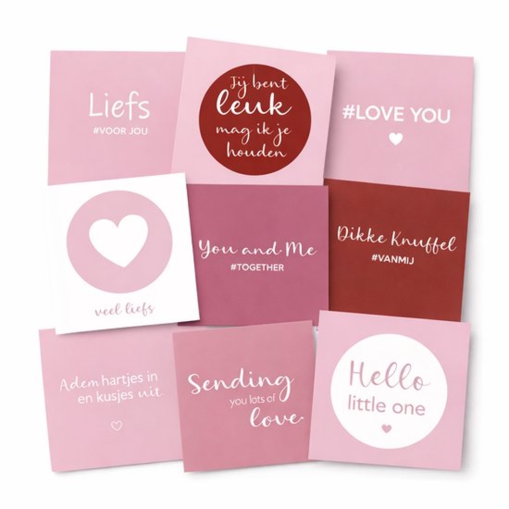 24× Wenskaarten - (SMILE Serie) - "Voor elk moment" - Liefde & Verbondenheid - 12 Designs - 14 × 14 cm - Inclusief 24 Witte Enveloppen - Valentijn