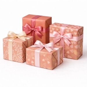 Cadeaupapier Set - Happy Vibes Collection (5 Stuks) - 200×70 cm - Zalm & Roze - Hartjes, Bloemen & Botanische Prints - Inpakpapier