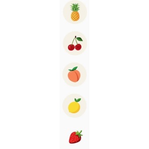 250x Stickers - "Fruity" - 40mm - Mix kleuren - Etiketten - Sluitzegel - Cadeaustickers - Fruit - Ananas, Perzik, Citroen, Kers, Aardbei