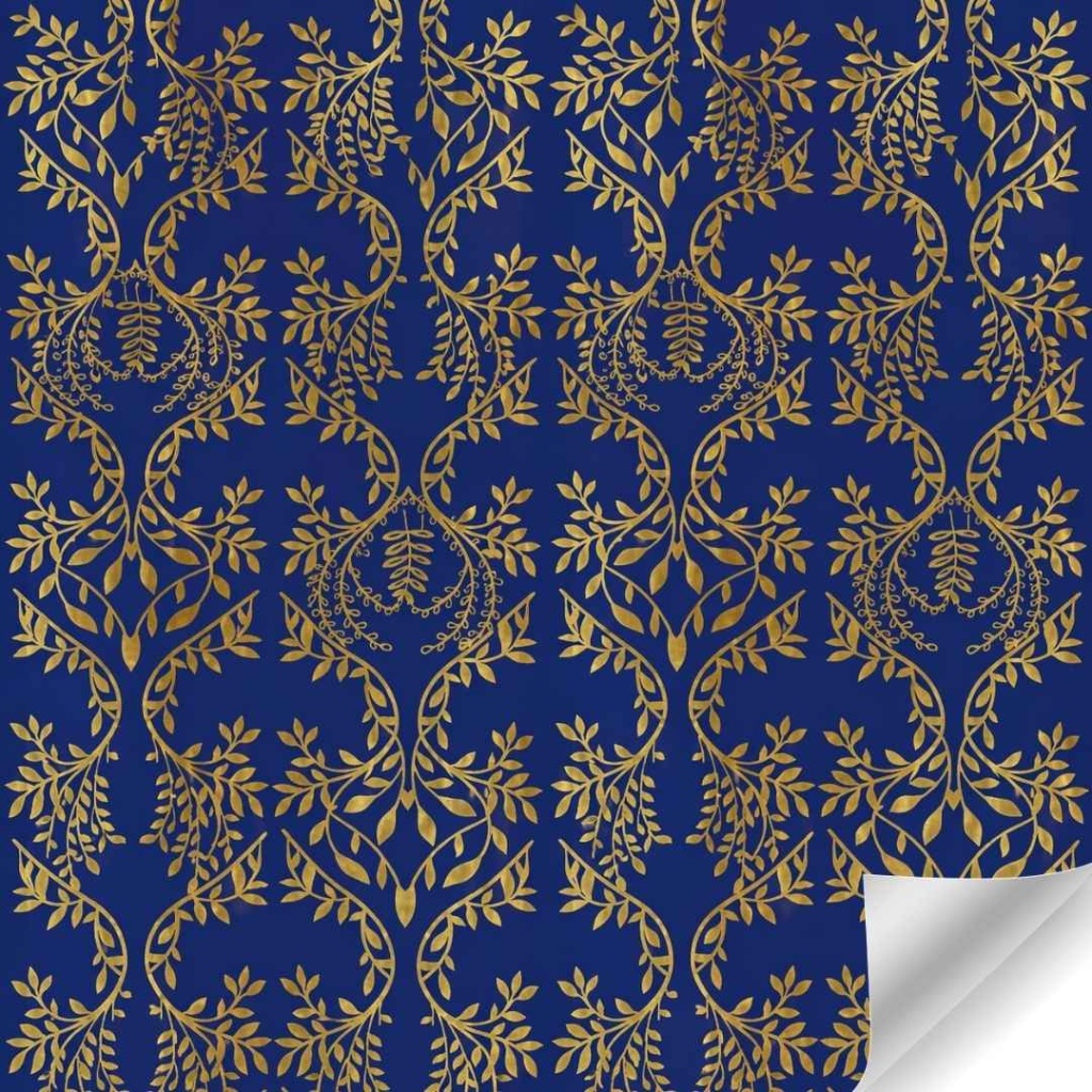 Papierrol Botanisch Blauw - 50 cm x 100 meter