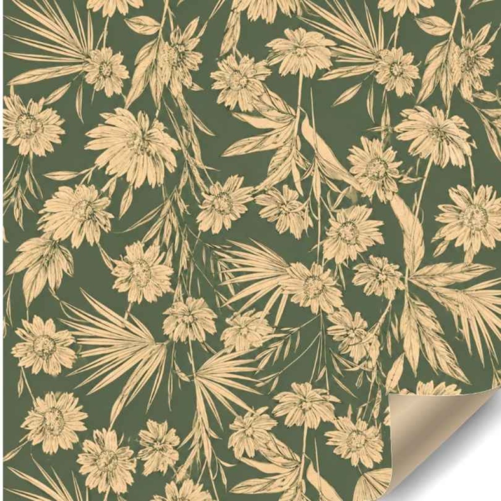 Papierrol Kraft Tropical Flowers - 60 cm x 100 m