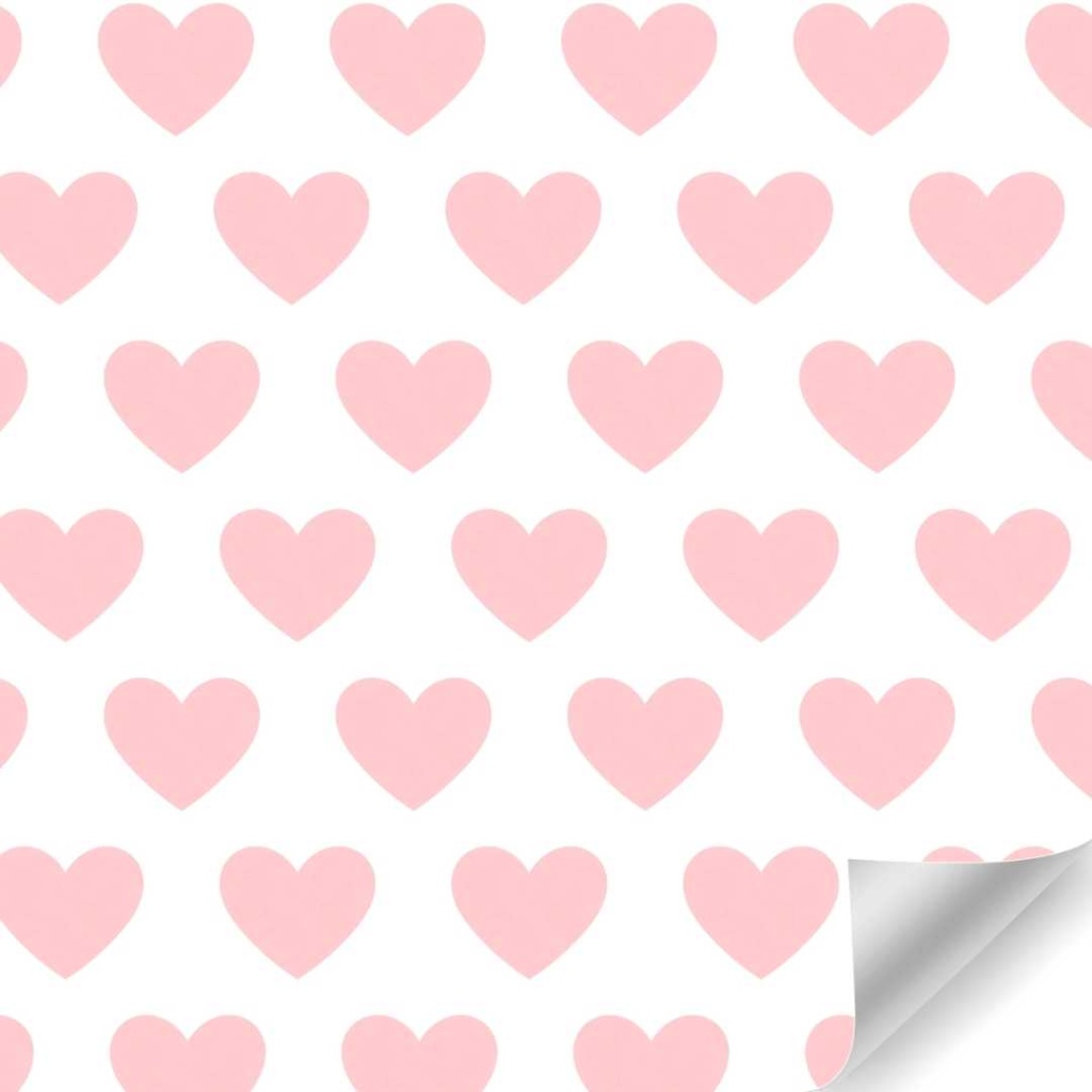 Papierrol - Harten Roze - 60 cm x 100 meter