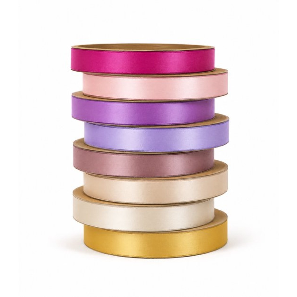Satijnlint set Champagne Rose - 8 kleuren - 10 mm x 50 m per rol