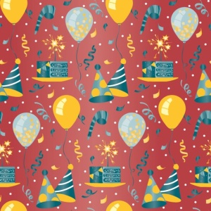 Cadeaupapier Set - Bright Celebration Collection (6 Stuks) - 200×70 cm - Geel, Rood, Donkerblauw & Multicolor - Strepen, Feesthoedjes, Bloemen & Hartjes - Inpakpapier