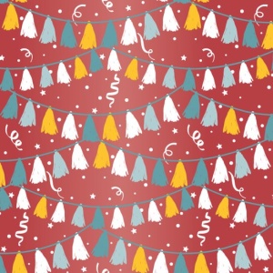 Cadeaupapier Set - Party Vibes Collection (6 Stuks) - 200×70 cm - Turquoise, Blauw, Zalmroze & Rood - Feesthoedjes, Cadeautjes, Confetti, Slingers & Ballonnen - Inpakpapier
