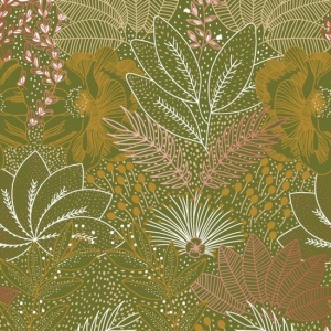 Cadeaupapier Set - Botanical Garden Collection (6 Stuks) - 200×70 cm - Olijfgroen, Kraft, Lila & Natuurtinten - Bloemen, Bladeren & Botanische Prints - Inpakpapier