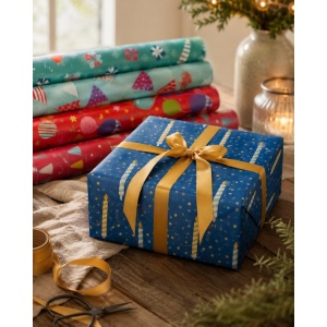 Cadeaupapier Set - Party Vibes Collection (6 Stuks) - 200×70 cm - Turquoise, Blauw, Zalmroze & Rood - Feesthoedjes, Cadeautjes, Confetti, Slingers & Ballonnen - Inpakpapier