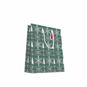 Luxe papieren tas - Kerst - met glans zilveren accenten