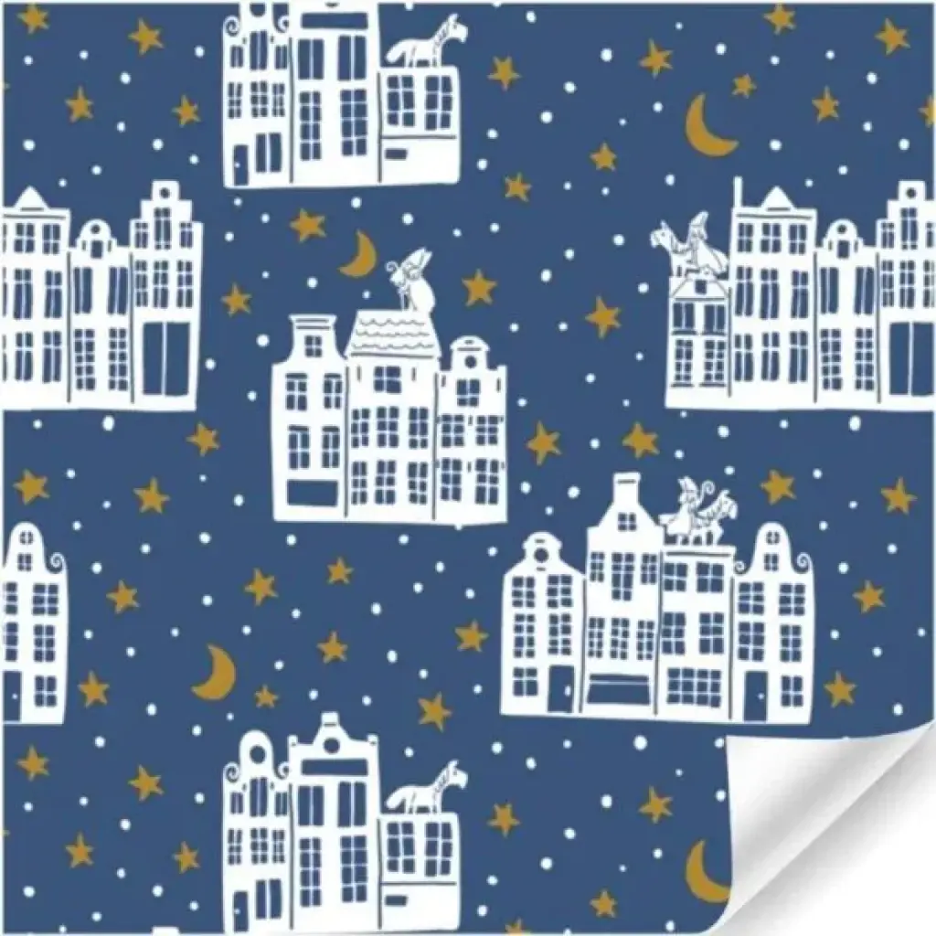 Papierrol - Sinterklaas (Bij nacht) - 50cm x 100 meter