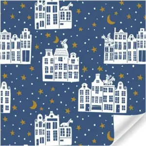 Papierrol - Sinterklaas (Bij nacht) - 50cm x 100 meter