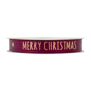 Paperlook krullint – Merry Christmas - 15mm x 25 meter - Bordeaux