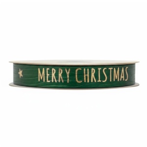 Paperlook krullint – Merry Christmas - 15mm x 25 meter - Donker groen