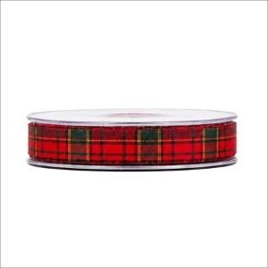Klassiek ruit lint met een gouden randje - 13mm x 18 meter