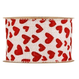 Decoratie lint – "Rode harten" extra breed